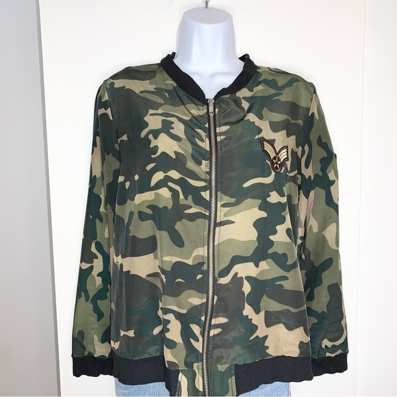 City of Angels Women's Army Bomber Jacket Zip front Lightweight Green Size Small - Picture 5 of 16